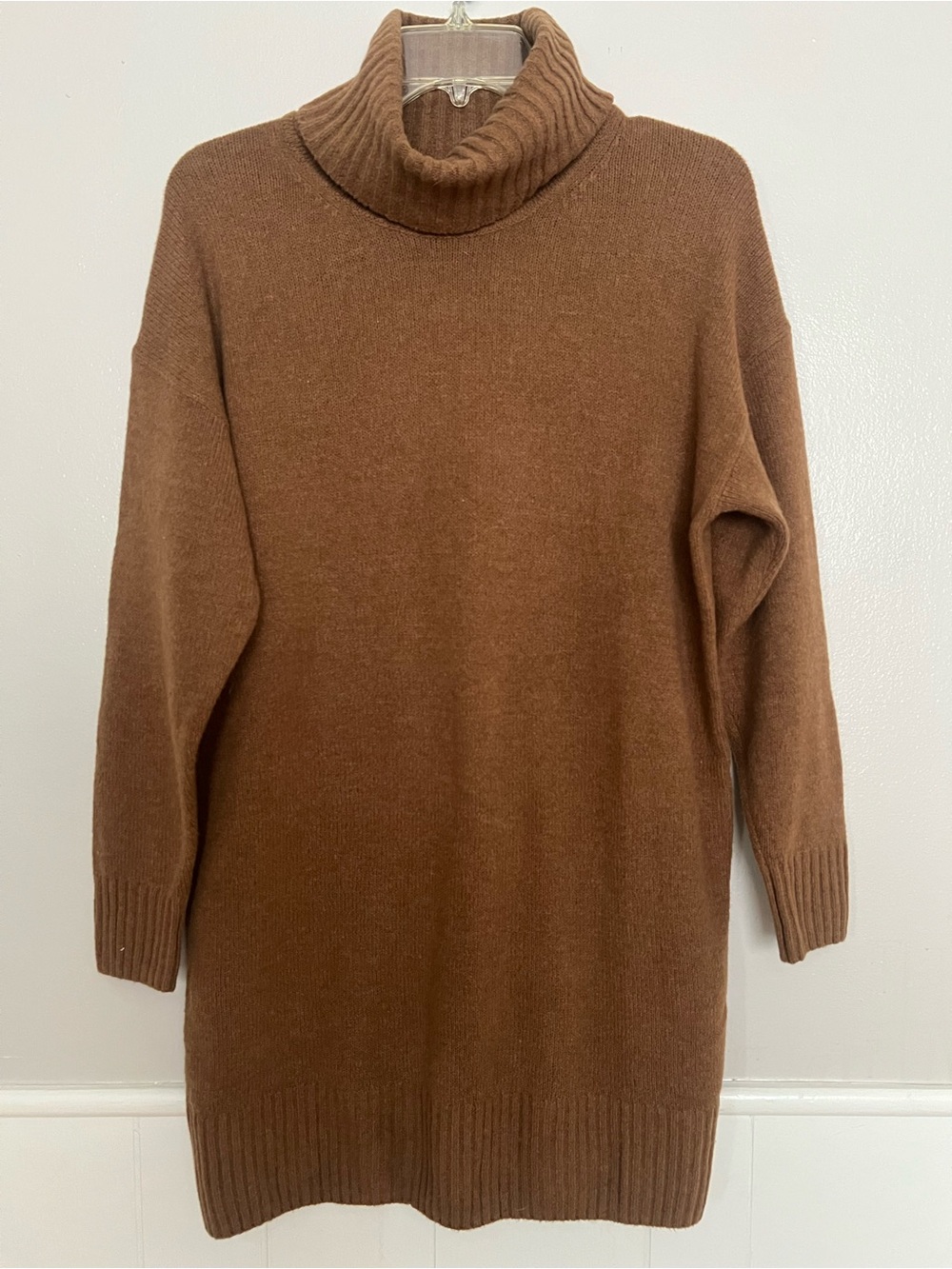 GAP Cash Soft Brown Turtleneck Sweater Dress Tunic XS NWT
